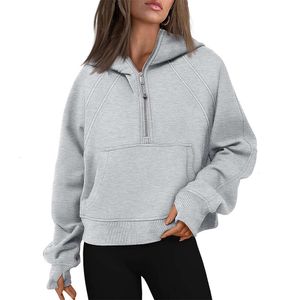 Dames hoodies sweatshirts half zip bijgesneden lange mouw fleece kwart pullover herfst outfits kleding 230817 goedkope loe