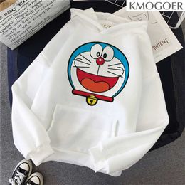 Sweats à capuche pour femmes Sweats Sweats Hoodie Femmes Summer Nouveau coréen Doraemon Cartoon Print Top Swirthirt Long-Sheeve Shirt Fashion Fotting W0306