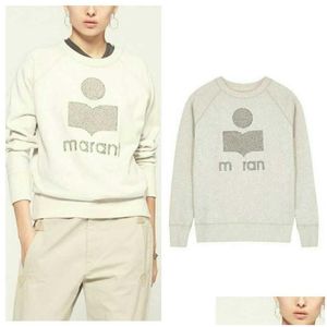 Sweats à capuche pour femmes Isabel Marant Femmes Coton Terry Raglan Sweater Designer de mode Long Sweatshirt Sweat Drop Drop Otvjl