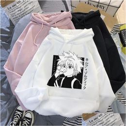 Sweats à capuche pour femmes kawaii x sweat-shirt killua zoldyck manga noir bluzy tops vêtements gouttes de livraison vêtements vêtements dhtqi