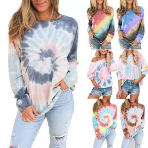 Dames hoodies sweatshirts dames herfst gradiënt tiedye longsleved pullover losse trui t -shirt 220829