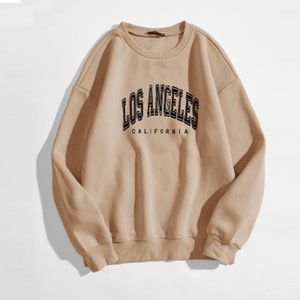 Sudaderas con capucha para mujer, sudaderas con estampado de letras de Los Ángeles, suéter Harajuku de moda para mujer, sudaderas informales de manga larga con cuello redondo 230224