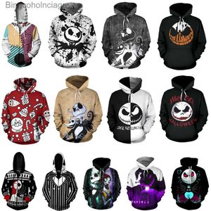 Dames Hoodies Sweatshirts Nachtmerrie 3D Print Kerst Heren Hoodies Unisex Halloween Cosplay Anime Nachtmerrie Hoodie Sweatshirts Streetwear Grappig PulloverL231