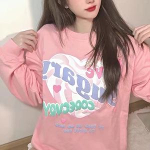 Femmes Hoodies Sweats Surdimensionné Ras Du Cou Sweat Femmes Printemps Automne Mince Lettre Imprimer Sweat À Capuche Femme Style Coréen Lâche Chic À Manches Longues Tops 230329