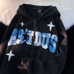 Sweats à capuche pour femmes Sweatshirts QWEEK Star Girl Y2k Noir Zip Sweat À Capuche Femmes Streetwear Surdimensionné À Capuche Graphique Vintage Mode Coréenne Esthétique Kpop 230904