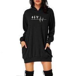 Dames hoodies sweatshirts zomer liefde ballet hoodie katoen lange mouw vrouw dans hoodies top vrouwelijk meisje sweatshirt casual onregelmatige jurk 230220