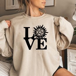 Dames hoodies sweatshirts bovennatuurlijke sweatshirt Winchester Brothers Antipossession Symbol Love Sam en Dean Vintage 230301