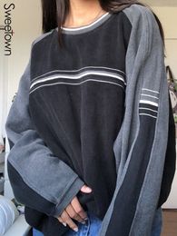 Sudaderas con capucha para mujer Sudaderas Sweetown Contraste Patchwork Grunge Sudaderas Harajuku Coreano Casual Manga larga Y2K Jerseys Mujer Otoño Invierno Trajes 230210