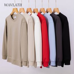 Sudaderas con capucha para mujer Sudaderas WAVLATII Mujeres Estilo simple Sudadera caqui Moda femenina Streetwear Soild Oneck Sudadera con capucha Casual Tops blancos para otoño 231215