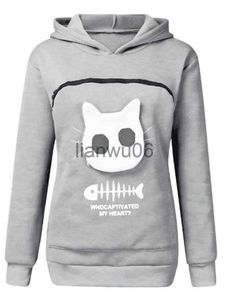 Dames Hoodies Sweatshirts Winter Hoodies Sweatshirt Pet Carrier Thicken Shirts Animal Pouch Lovers Hoody Cat Pullover Ademend Sweatshirts Plus Si J230718