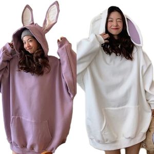 Sweats à capuche pour femmes Sweatshirts Femmes Mignon Lapin Oreille À Manches Longues Belle Lapin Tops Sweat À Capuche pour VESTE Manteaux Surdimensionné Goutte 231129