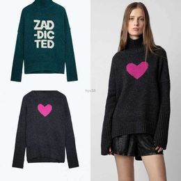 Dameshoodies Sweatshirts Nieuwe Zadig Voltaire Designer Hoodie Zv Modetrend Klassieke stijl Hoge hals Voorkant Korte achterkant Lang hart 100 Wo