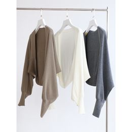 Damen-Kapuzenpullover, Sweatshirts, gestrickter Wollschal im Herbst- und Winter-Silhouette-Cardigan, unregelmäßige, einfarbige, klassische Fledermausärmel 230317