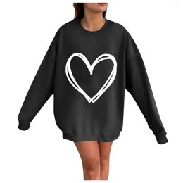 Sweats à capuche pour femmes Sweatshirts Y2K Vêtements Mode à la mode Femmes Plover Tops O-Cou Manches Longues Saint Valentin Imprimé Luxe Drop D Dh5NL