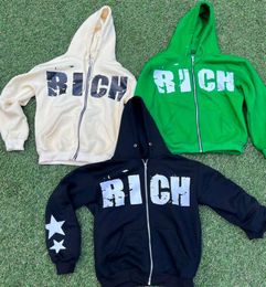 Sudaderas con capucha para mujer Sudaderas Y2K Letra gótica impresa con cremallera con capucha suéter de gran tamaño otoño punk Harajuku hiphop sudadera deportiva casual para hombres y mujeres 230828