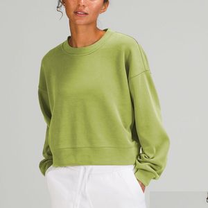 Sweats à capuche pour femmes Vêtements de yoga parfaitement surdimensionnés designers d'automne Sweater Sports Round Cou Long Scase Casual Loose Drop D OTG9U