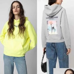 Sweats à capuche pour femmes Sweatshirts Zadig Voltaire Fashion Trend Designer Sweat-shirt à capuche Vintage imprimé Slim Classi P Coton Casual Drop DH1VC