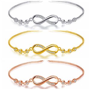 Womens Infinity Charm Link Bracelet de Cheville Acier CZ Strass Symbole d'Amour Infini Réglable Grande Taille Grand Bracelet pour Elle Cadeau de Fête des Mères Saint Valentin