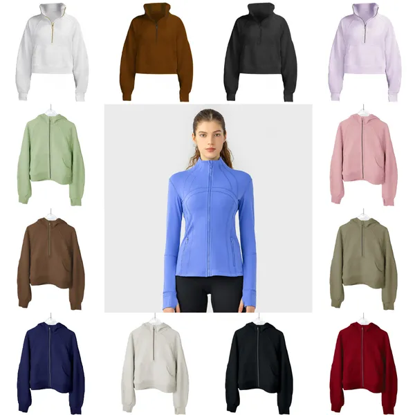 veste pour femme vêtements de mode de sport à séchage rapide vêtements de yoga demi-zip manches longues automne et hiver sweat à capuche de yoga pull de créateur de plongée chothing vêtements courts en vrac