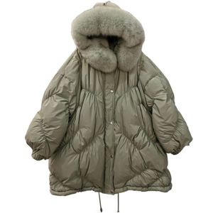 Veste Femme Vrai raton laveur cheveux col Doudounes Manteaux Hiver lâche Manteau Chaud Mode Parkas Avec Ceinture Lady coton Survêtement Grande Poche