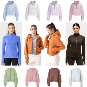 dames jas yoga jas buitenshuis vrouwen definiëren workout sport jas dames scuba fitness sport sneldrogend activewear top effen sweatshirt met rits sportkleding