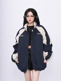 Womens Jackets ADAgirl Vintage coupe-vent femmes Harajuku Patchwork Streetwear manteaux pour femme Hip Hop coréen hauts décontracté jumelé vêtements 231113