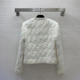 Damen Jacken Herbst und Winter Mode Temperament Tweed kurze Jacke Frauen warme Tops Pailletten Mantel 231212