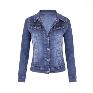 Vestes pour femmes à grande taille en denim court femme automne lavage long manche vintage veste jean veste en manteau