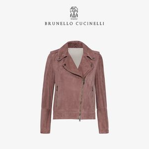 Damesjassen Brunello Spring Suede Cucinelli Roze lange mouw Casual jas jas