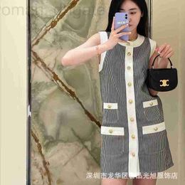 Dames Jackets Designer CE Sejia Autumn en Winter Nieuw contrast Stripe Mouwloze jurk Pocket Decoratie Pomerd elegante Southern Oil Penny Edition