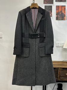 Dames Jackets Designer Vintage Wit en kleurencontrast Kant Wool Coat voor dames herfst mode luxe losse revers trench 230818
