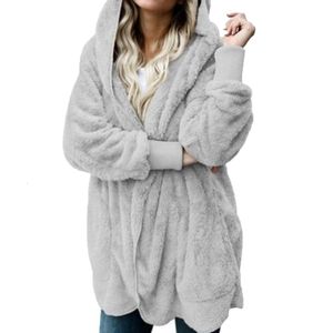 Chaquetas para mujer Moda Invierno Cálido Mujer Piel sintética Abrigo con capucha Cárdigan peludo Outwea 221122