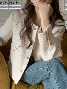 Chaquetas para mujer Gaganight Mujeres O cuello Único Especial Corto Tweed Chaqueta Estilo Primavera Coreano Elegante Suave Famoso Abrigo de Señora 230224