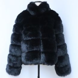 Vestes pour femmes HJQJLJLS hiver femmes épais chaud à manches longues manteau de luxe fausse fourrure femme col montant courte fausse veste 220926