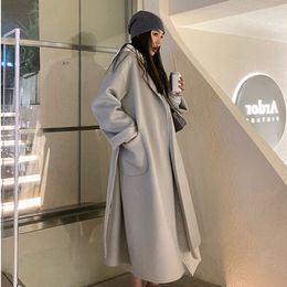 Damesjassen Lange stijl combineert vrouwen Harajuku High Street Solid Trendy Femme Hipster Temperament AllMatch met Sashes Design Ulzzang Casual 230818