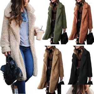 Damesjassen Lange Damesjas Herfst Winter Fleece Warme Jas Vintage P Overjas Dames Teddy Zachte Losse Parka's Bovenkleding Drop Deliv Otbkv