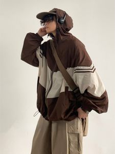 Chaquetas para mujer Chaqueta con capucha de gran tamaño Mujeres Vintage Harajuku Abrigo Casual Loose Patchwork Streetwear Moda femenina Retro Estilo japonés 230818