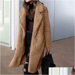 Dames jassen plus maat pluizig fleece jas faux bont jas zwart vestiging winter warme teddy beer vrouw pij overjas dames dro dhv1w