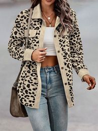 Vestes pour femmes printemps veste léopard femmes manteau en velours côtelé surchemise à manches longues chemise ample pour 230822