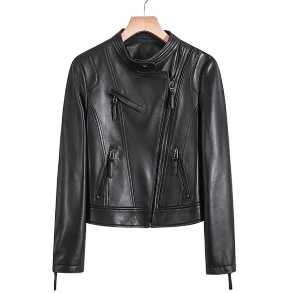 Sungtin femmes lâche Pu veste en cuir noir doux Faux veste en cuir rue Moto Biker en cuir manteau veste dame vêtements d'extérieur décontractés 112112