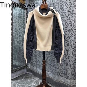 Tinomiswa Automne Hiver Arrivée Vestes Femmes Contraste Couleur Patchwork Asymétrique Mode Zipper Manteaux D'extérieur 220921