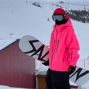 Damesjassen Unisex Fluorescerend Roze Ski-jas voor Heren Dames Winddichte Overalls Hoodie Waterdicht Outdoor Snowboard Sportkleding 230816