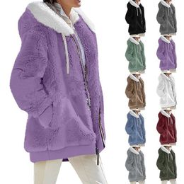 Chaquetas para mujer Abrigo de moda de invierno Casual con capucha Cremallera Ropa de mujer Cashmere Otoño Mujer Chaqueta de lana Abrigos de color sólido 230914