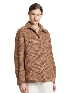 Damesjassen Winterkiton Wol Camel Plaid Jas