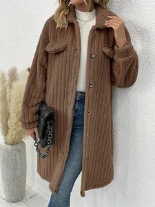 Femmes Vestes Hiver Veste En Peluche Femmes Vintage Longue Moelleuse Mode Féminine Élégant Fausse Fourrure Vêtements D'extérieur Dames Casual Lâche Manteaux 231024