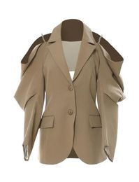 Femmes Vestes Femmes Off Épaule Chaîne Grande Taille Blazer Revers À Manches Longues Coupe Lâche Veste Mode Printemps Automne S-L