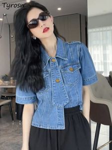 Vestes pour femmes femmes denim d'été rétro élégant design dames de style coréen décontracté solide allmatch étudiants tendance basique 230808