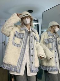 Chaquetas para mujer Abrigo vintage de cordero de imitación Otoño Invierno Harajuku Patchwork Costuras holgadas Ropa acolchada de algodón Chaqueta cálida para mujer Ropa de abrigo 231204