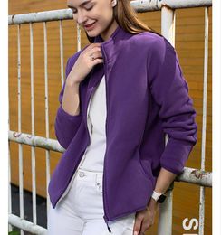 Womens Jackets Femmes automne hiver loisirs de plein air col debout Cardigan veste en flanelle avec peluche ajoutée manteau ample épaissi et chaud 231218