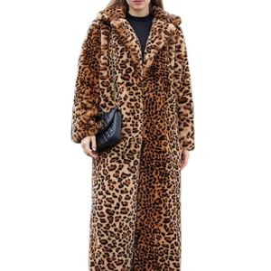 Vestes pour femmes Zadorin High Street Leopard Imprimé Long Faux Fur Coat Veste duveteuse pour femmes Vestes en peluche de trench à fourrure de fureur fausse en fausse fourrure 220926